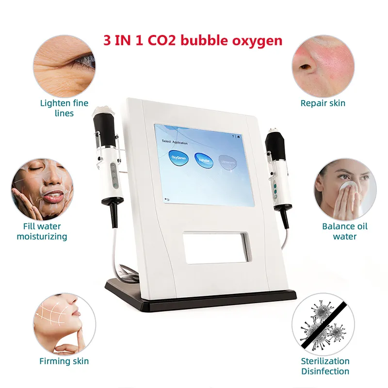 Macchina per idrodermoabrasione con spruzzo di ossigeno RF 3 in 1 a bolle per il viso