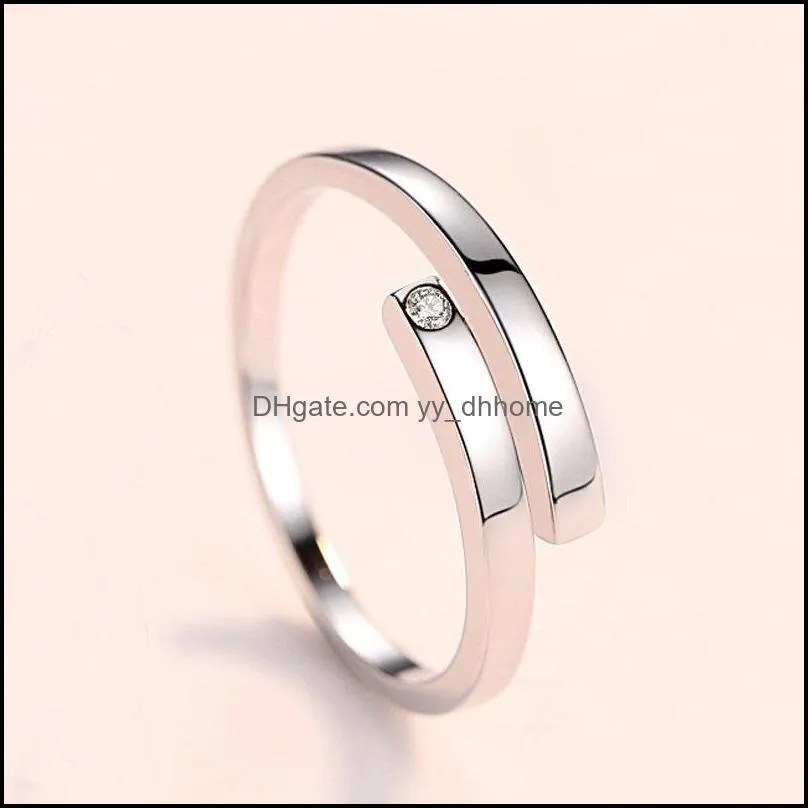 100% Real 925 Sterling Silver Open Rings for Women Men Korea Wedding Engagement Couple Ring Bague Fine Jewelry Gift YMR937