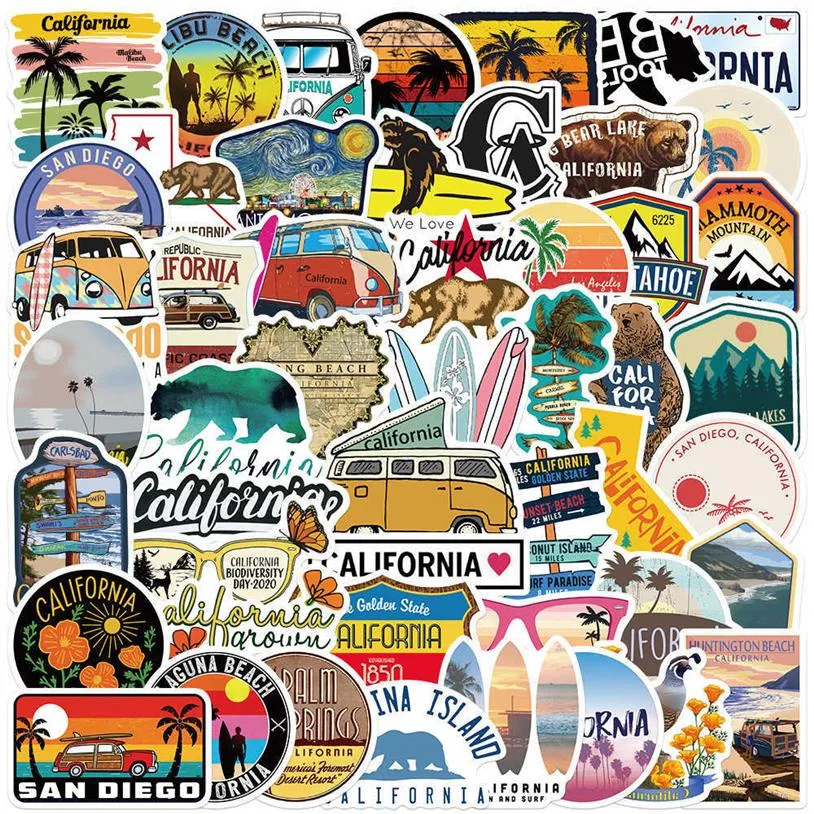 10/50PCS INS Style Outdoor Landscape Stickers Aesthetic California Decals Sticker To DIY Luggage Laptop Bike Skateboard Phone Car243m