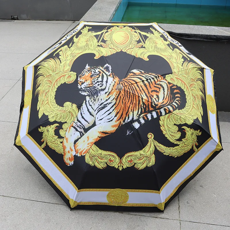 Men Party Gift Automatisk vikbar paraplyer Designer Luxury Paraply Hipster Multifunktion utomhus Anti-UV Sun Rain Paraply för pojkvän