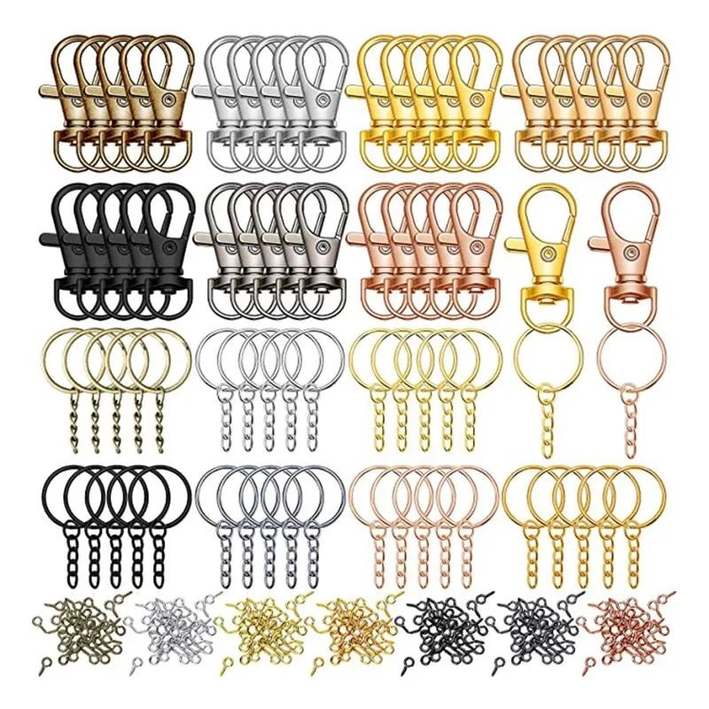 Nyckelringar Split metal Keyring Gold Key Ring med kedjedel Öppen Jump Connector 7ColorkeyChains