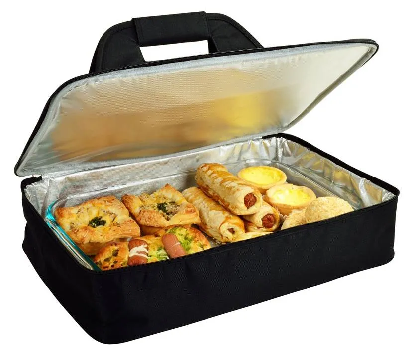 Rektangel Termisk kylväska GA Warehouse Black Isolated Food Carrier Beach Lunchväskor Casserole Carriers kostym för 13 tum Pan Dom607