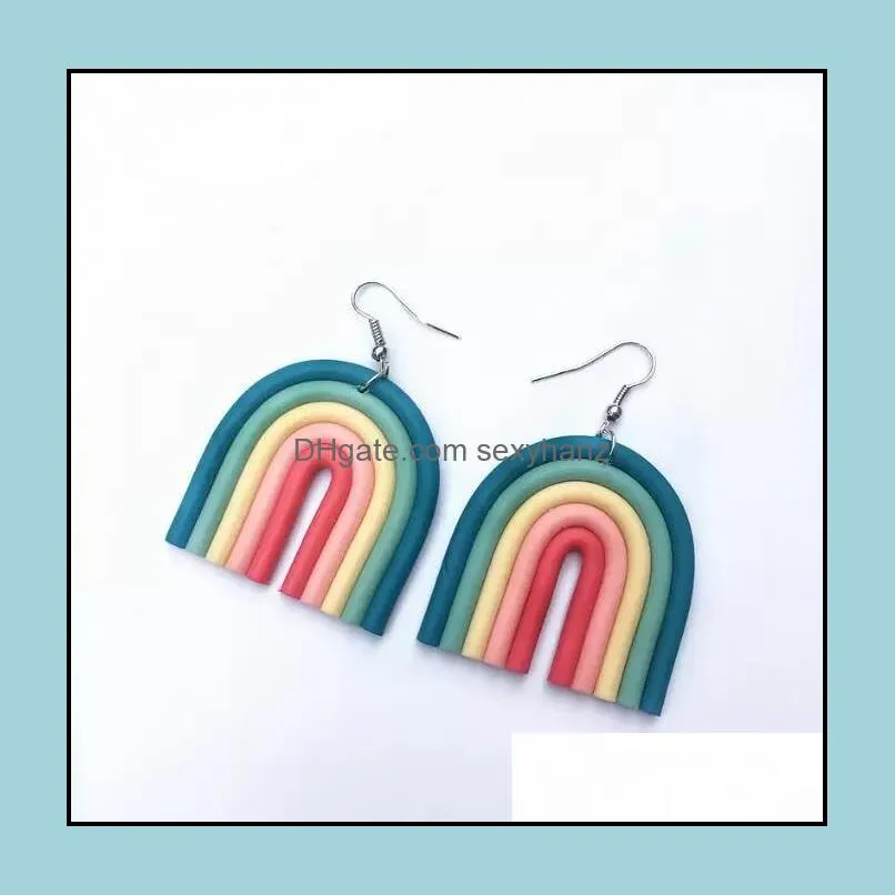 10 Colors Fashion Earrings Clay Polymer Rainbow Charm Earring Handmade For Teachers Gift