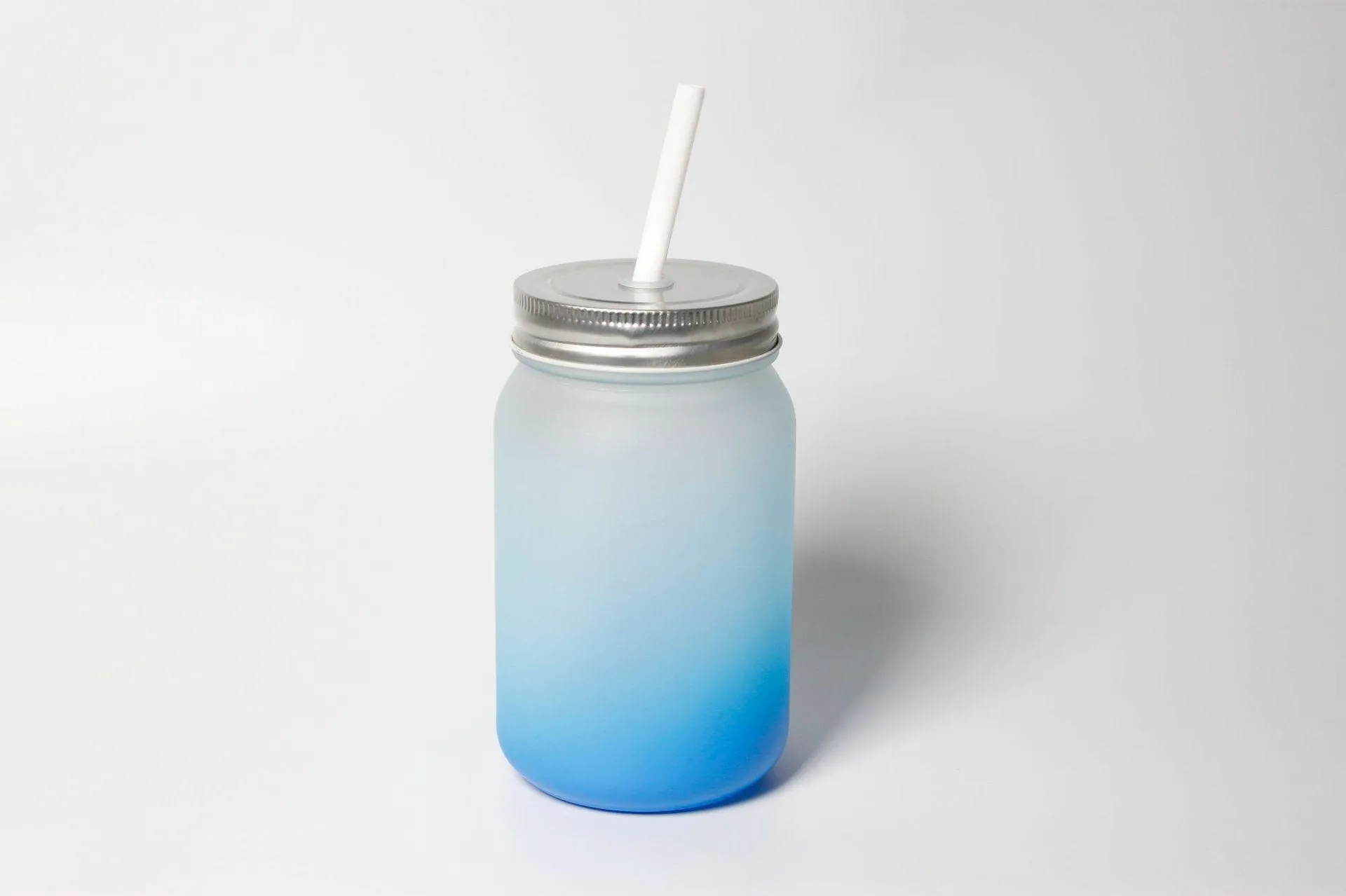 12oz Sublimation Blank Frosted Glass Mugs Gradient Color Mason Jar With Lid Plastic Straw Cup Free DHL HH22-42