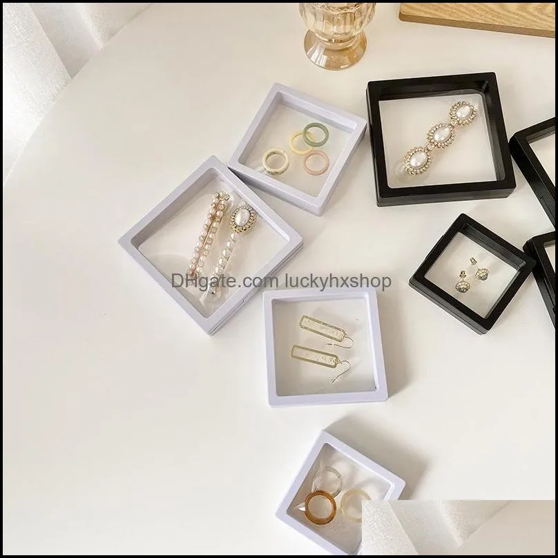 5/10Pcs 3D Floating Picture Frame Shadow Jewelry Box Display Stand Ring Pendant Holder Protect Jewelry Stone Presentation Case