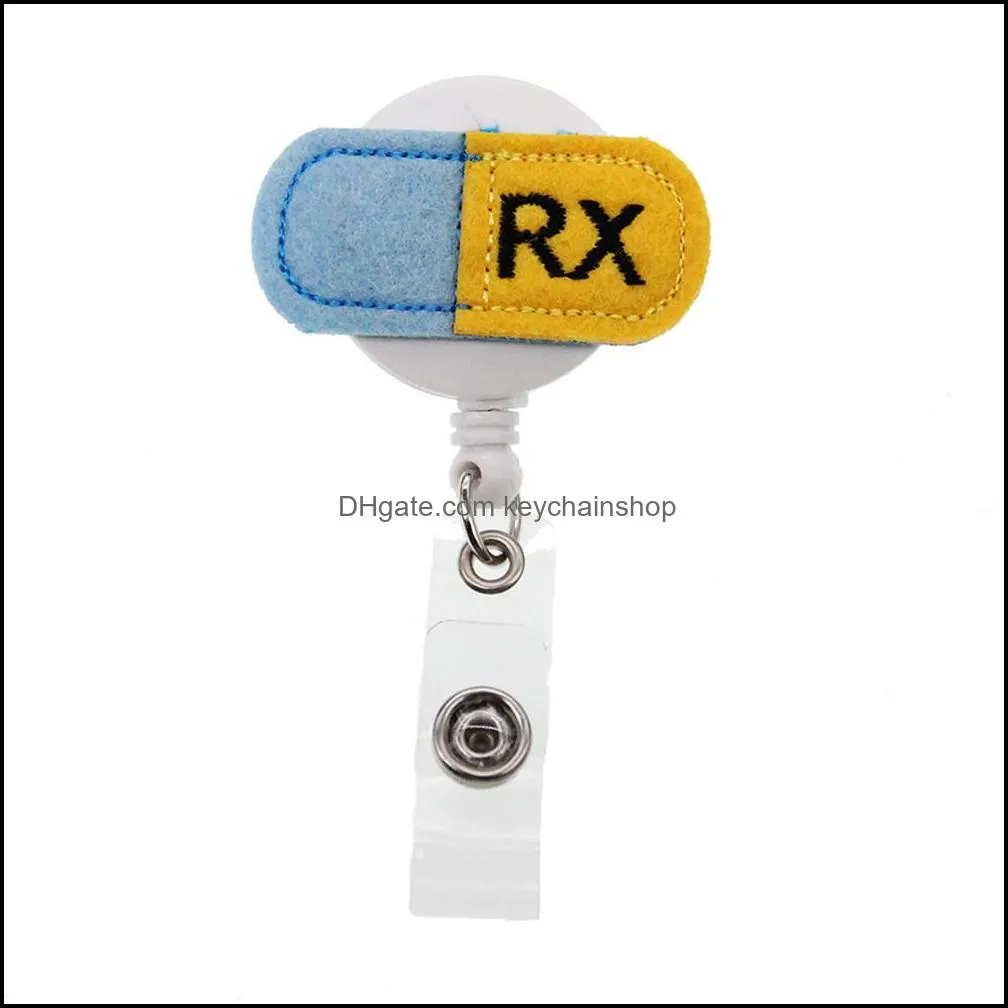 Key Rings Medical Cartoon Felt Retractable Badge Holder Pull Reel Nurse ID Name Card Tag With Clip