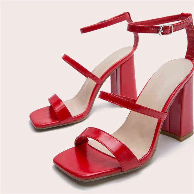 Women Tie Leg Design Chunky Heeled Strappy Sandals, Funky Red Polyester  Heeled Sandals | SHEIN