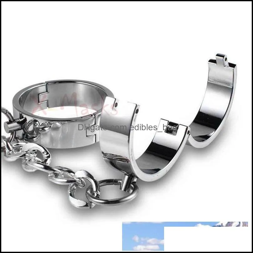 Metal Handcuffs for Sex Ankle Cuffs Hand Cuffs Steel bondage restraints Chain adult bdsm erotic irons prop costume female