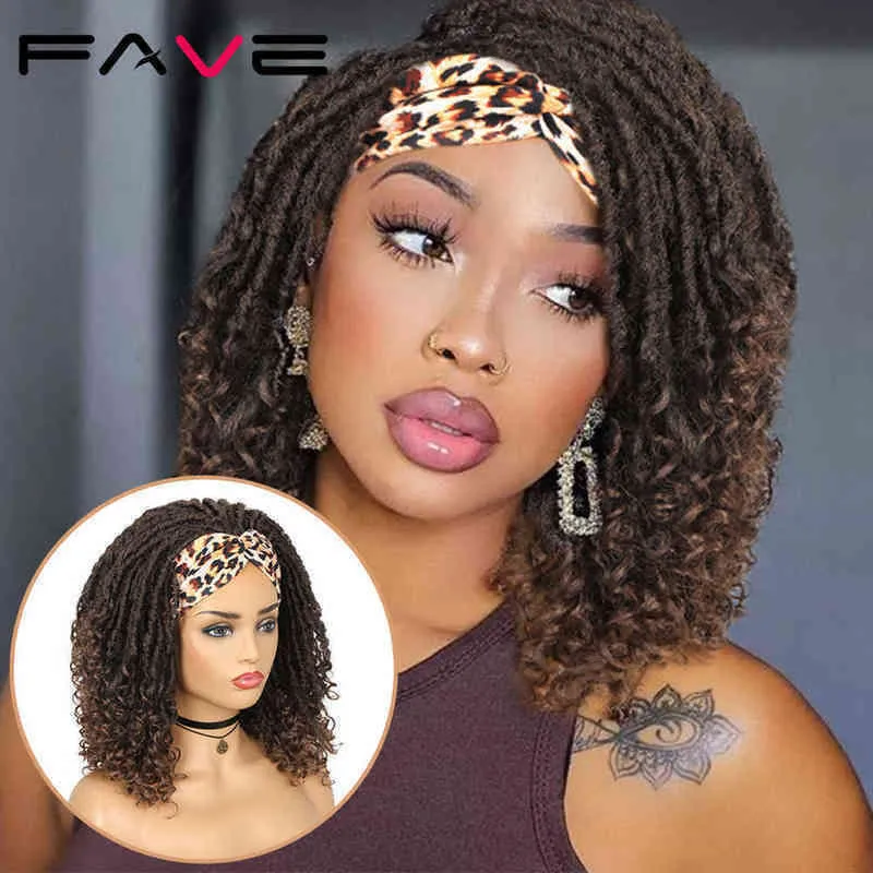 Синтетические парики для волос косплей любит плетенный шлепаемый повязка на голову, синтетическая богиня Faux Nu Locs Curly Wig Freetress Twist Hair для чернокожих белых женщин 220225