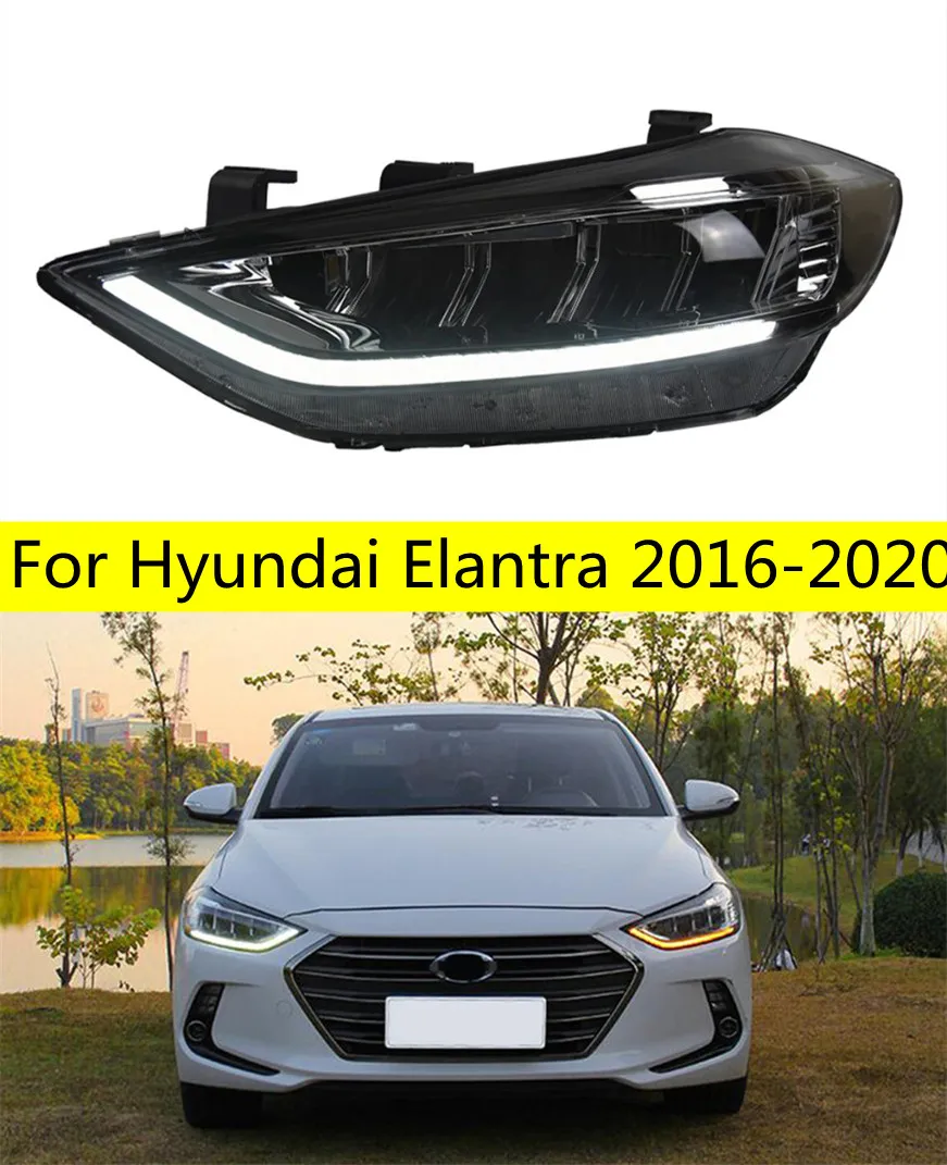 Full LED-huvudljus för Hyundai Elantra 20 16-20 20 LED DAGIME RUNDLIGHT AGEGEL EYE Turn Signal Lamp Ersättning