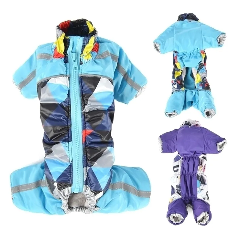 Vêtements d'hiver pour petits chiens chaud polaire chiot chien combinaisons réfléchissant manteau pour animaux de compagnie veste avec fermeture éclair Chihuahua Yorkie vêtements Y200330