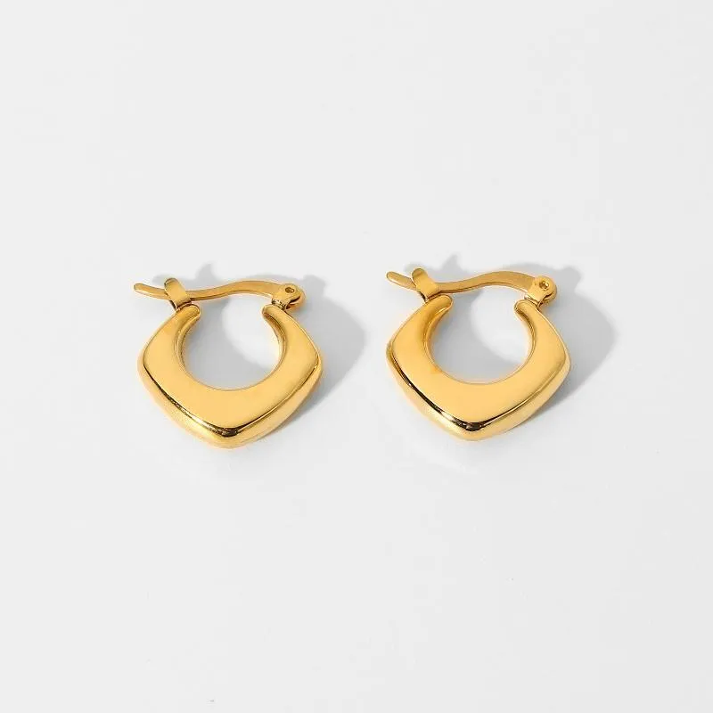 Hoop & Huggie French Style Marka Jewelry Geometric Prism 18k Gold Plated Stainless Steel Stud EarringsHoop