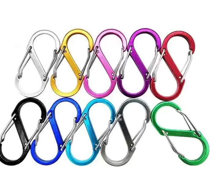 51x23mm 대형 키 체인 다기능 키 링 야외 도구 캠핑 S 형 버클 8 문자 Quickdraw Carabiner June21