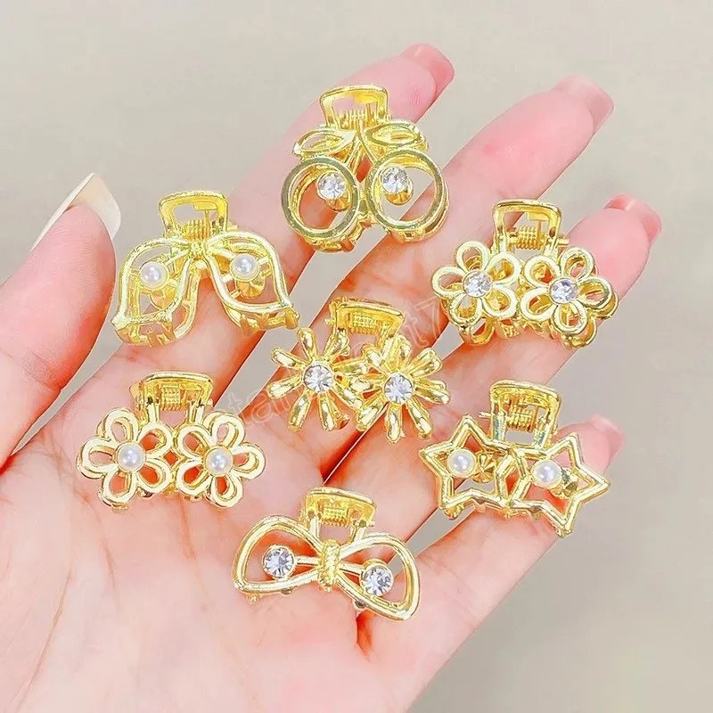 Pinzas de agarre de Metal con diamantes de imitación y perlas a la moda para niña y mujer, horquilla sencilla para el pelo, accesorios para el cabello, tocados