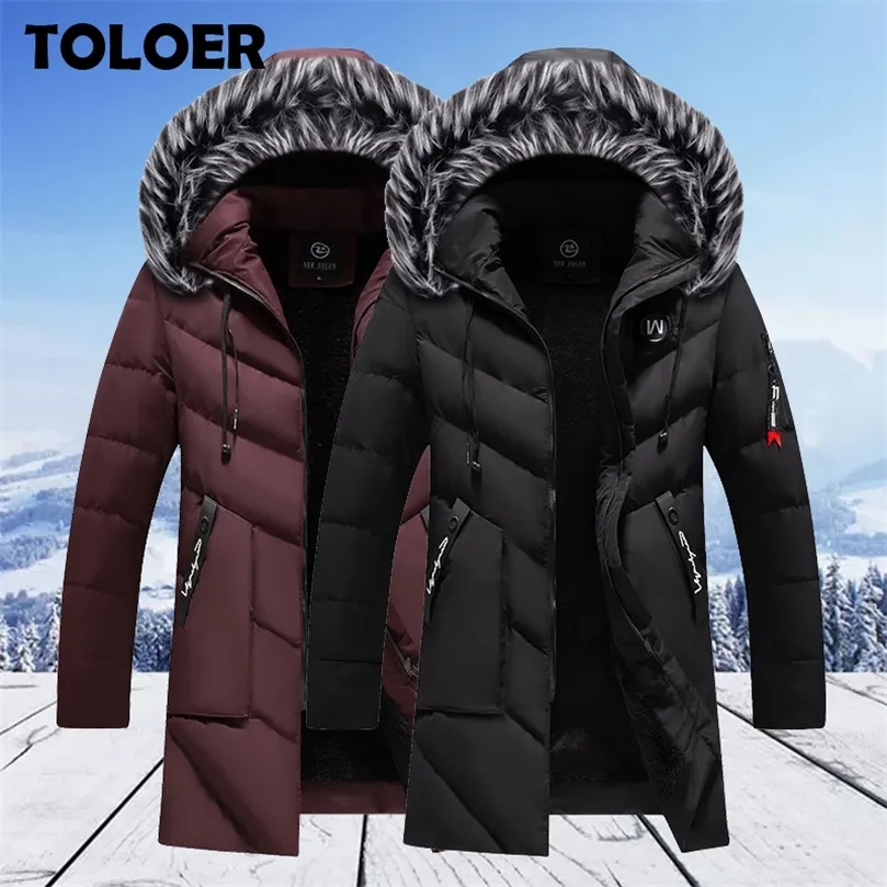 Winter Jackets Men Fur Warm Thick Cotton Multipocket Hooded Parkas Mens Casual Fashion Fleece Warm Coats Windbreaker Overcoat 220804