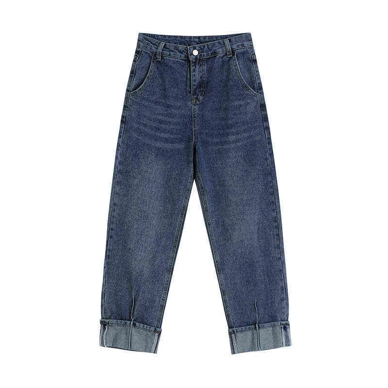 Jeans Vêtements d'automne pour femmes Nouveaux pantalons de hanche rétro sont minces taille haute droite ample Harlan Pantalon Tide Casual T220728