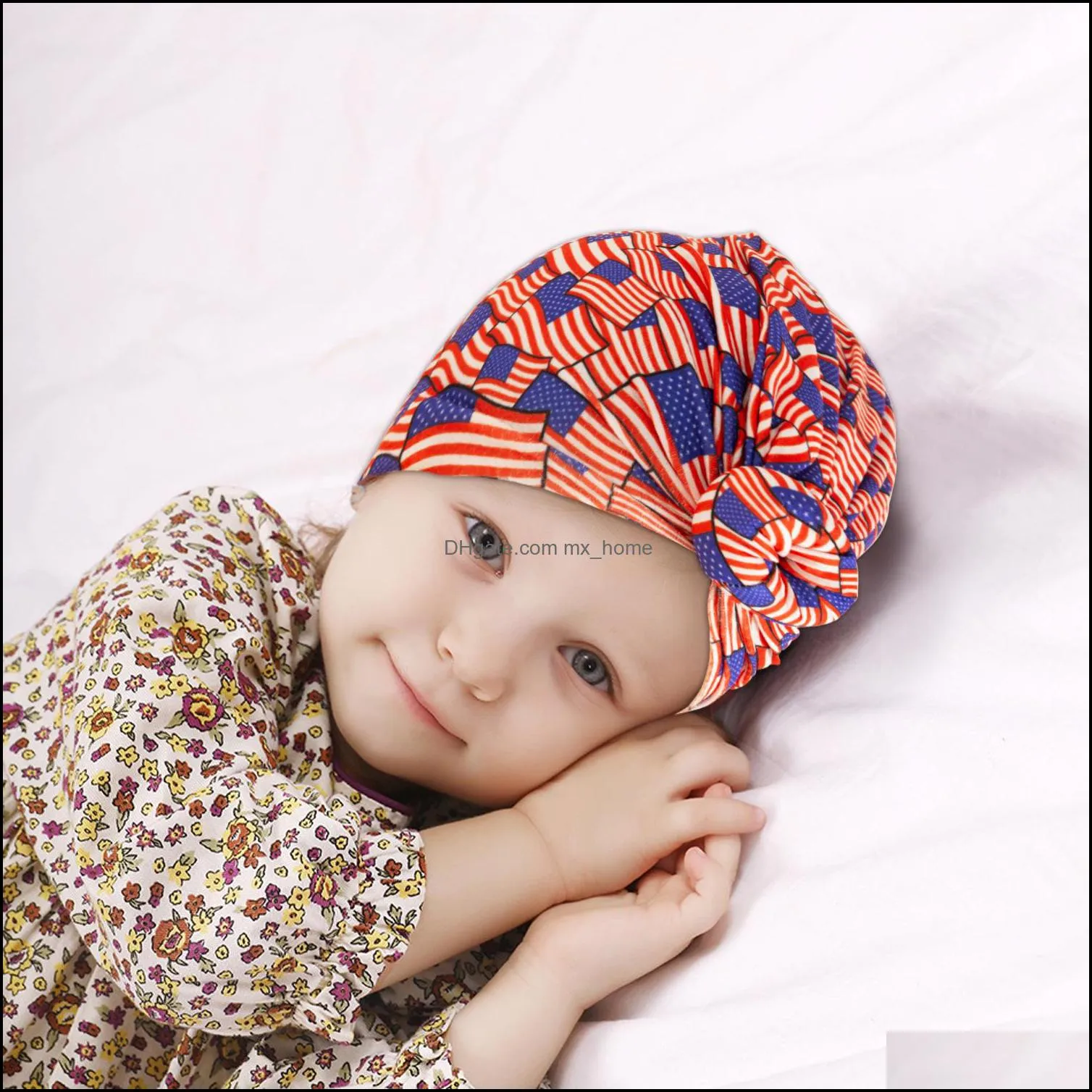 15735 independence day infant baby hat knot headwear child toddler kids beanies turban donuts hats children accessories