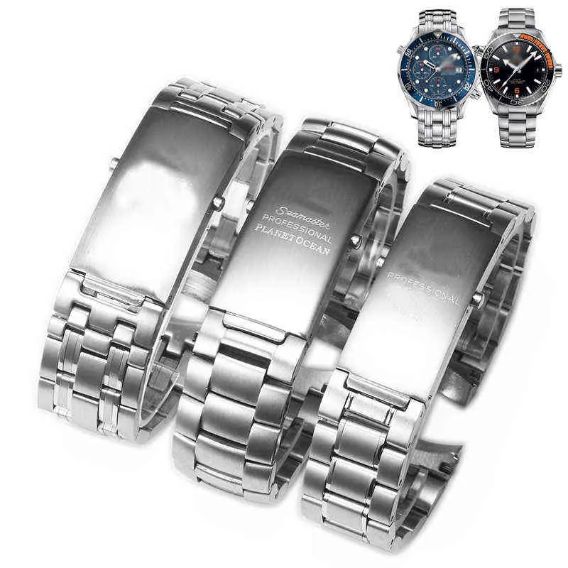 bands Bracelet For Omega PLANET OCEAN 007 SEAMASTER 600 Metal Strap Accessories Men Stainless Steel Band Chain H220419