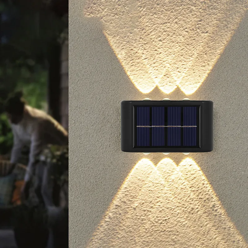 Solar Wall Lights Outdoor LED Light Warm White Up and Down Solar Lamps Waterproof for Garden Patio Garage Driveway Pathway