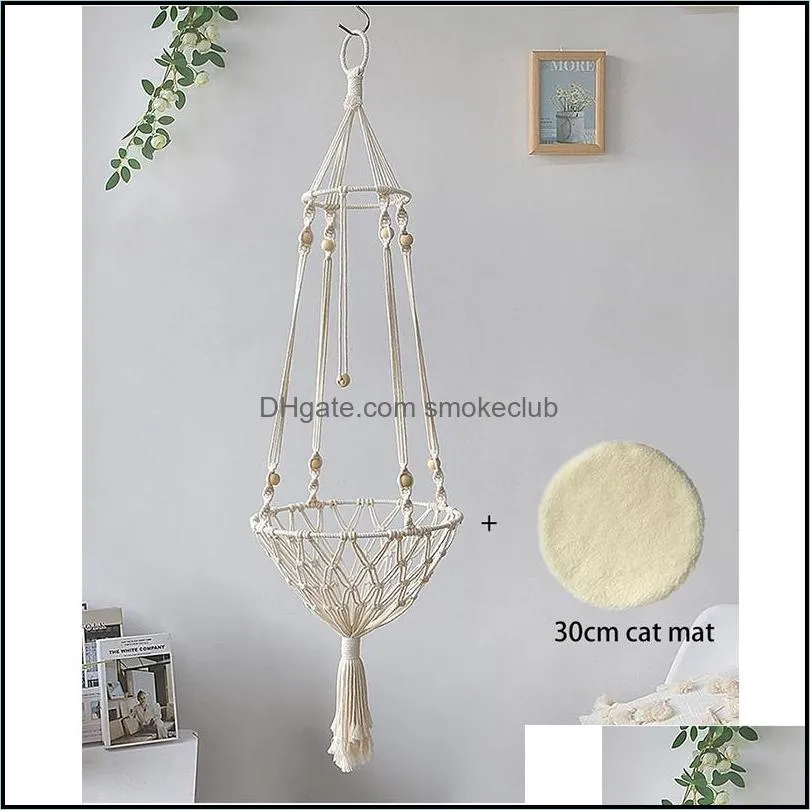 Large Macrame Cat Hammock,Macrame Hanging Swing Dog Bed Basket Home Pet Accessories `s House Puppy Gift 220214
