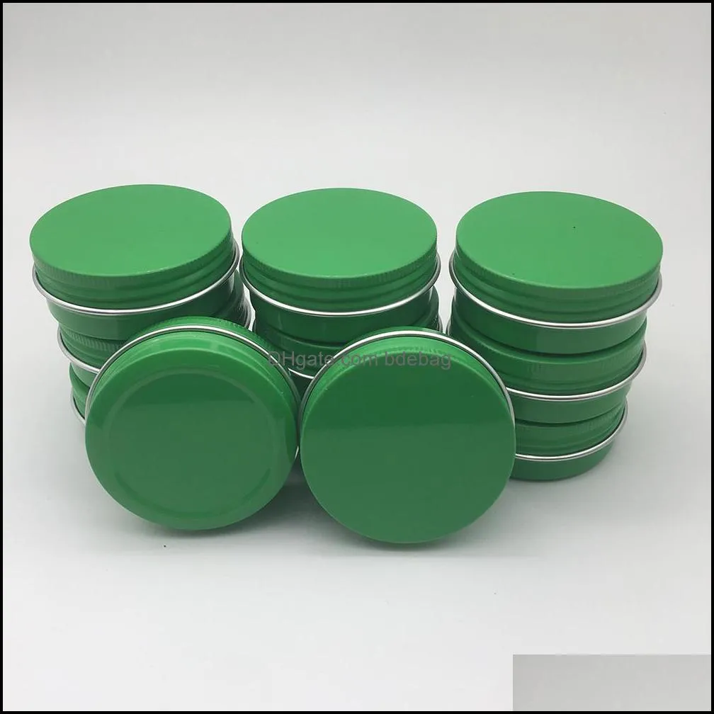 1Oz/30ml 30g green Aluminum Tin Jars Cosmetic Sample Metal Tins Empty Container Bulk Round Pot Screw Cap Lid new packing