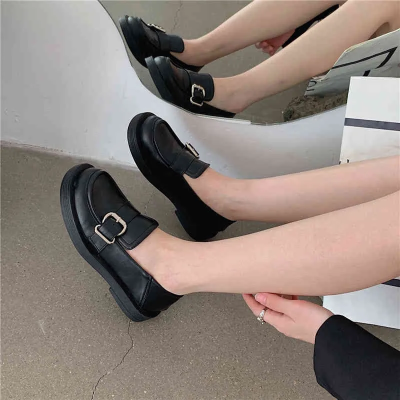 Dress Shoes designer British style small leather shoes women`s spring and autumn 2021 new lazy single soft soled thick heel leffer OECP