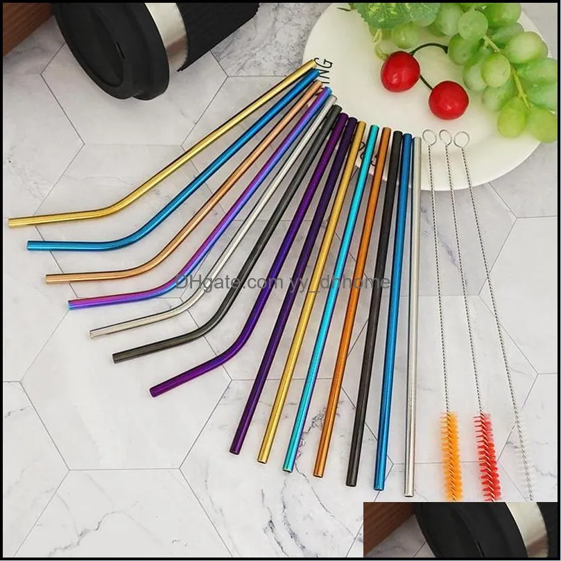 Portable Stainless Steel Telescopic Gradient Straw Straight Tubes Milk Tea Metal Straw-Set Adult Color Metal Straws Drink RRB14531