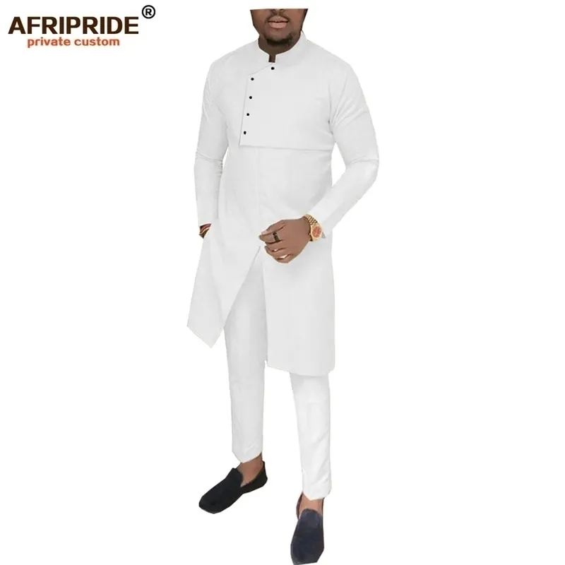 African Men Clothing 2 -częściowy zestaw dashiki płaszcza Kurtka Ankara Pants Suit Tribal Tracksuit Pocket Wax Afripride A1916035 201109