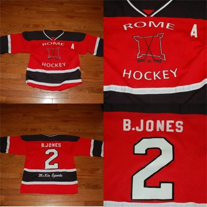 CeoMit anni '70 -'80 Vintage Roma fort Stanwix # 2 B.Jones Maglia da hockey New York 100% ricamo cucito s Maglie da hockey Rosso