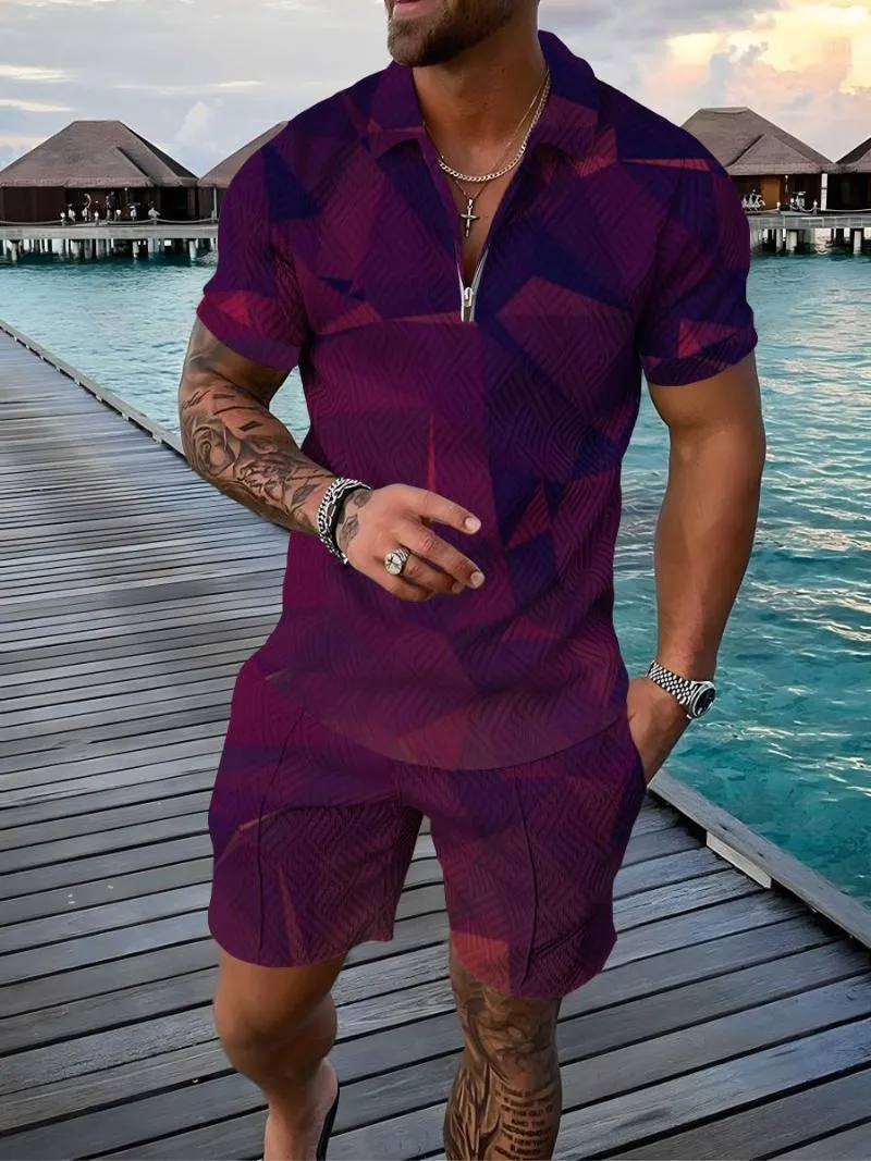 Herrspårar Summer Short Sleeved Shirt Beach Shorts 2 Piece Set Tracksuit Men's Ordized 3D Printed Casual Sports Suit S-5XLMEN's