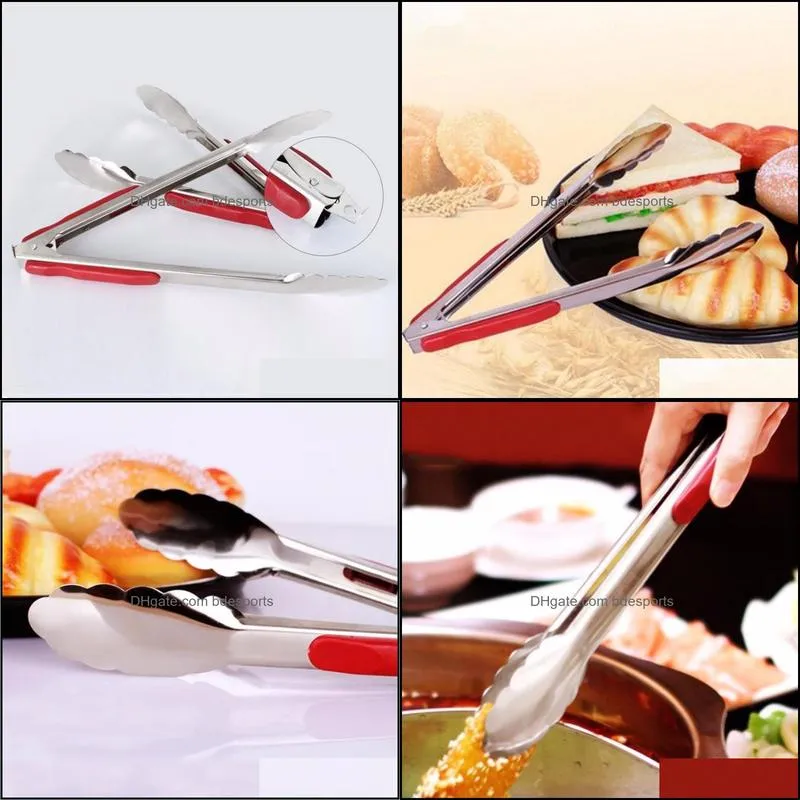 Bread Stainless Steel BBQ Buffet Salad Tong Clip Lock Grill Home Restaurtant 3 size