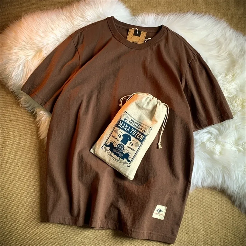 HerrT-tröja Solid Färg Kortärmad T-shirt Sommar Casual Toppar 100% Bomull Fashion Slim Basic Fabric Paket 220325