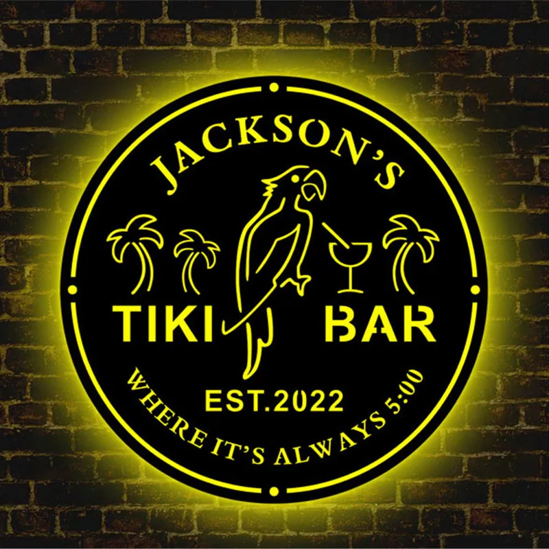 Cartel Luminoso LED Personalizado Estilo Tiki Bar Para Casa - Letrero Con Luz De Neón Falsa, Diseño A Medida