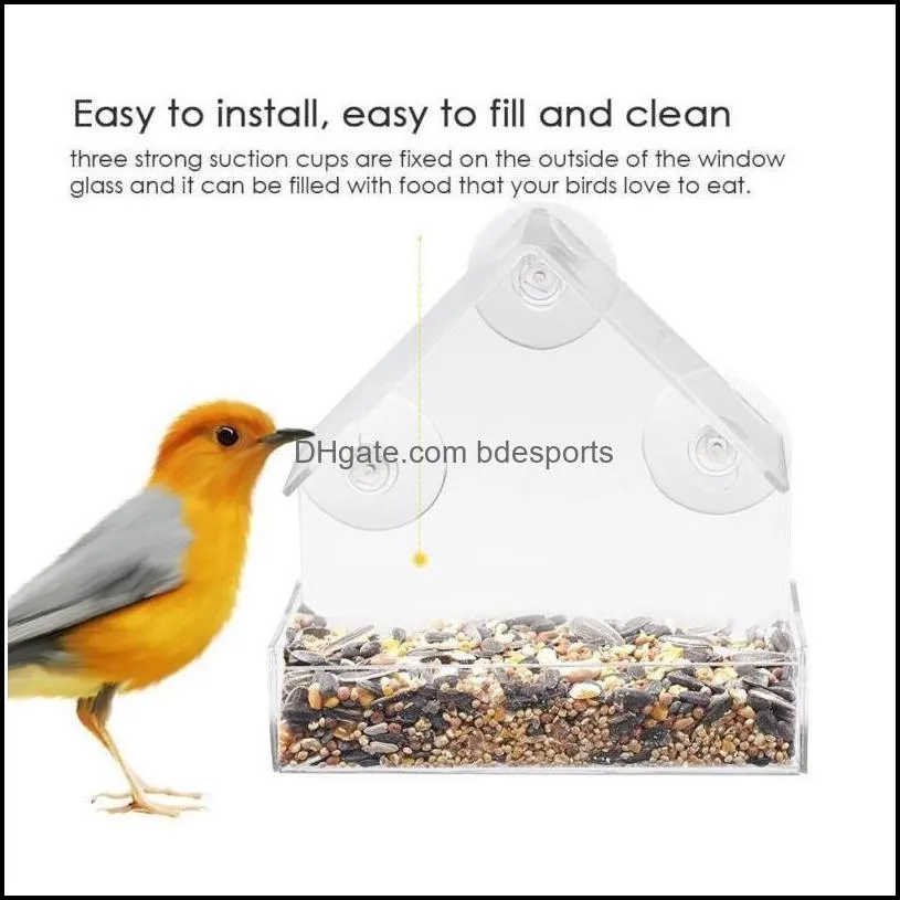 New Acrylic Clear House Window Bird Feeder Birdhouse Bi jllSim yummy_shop