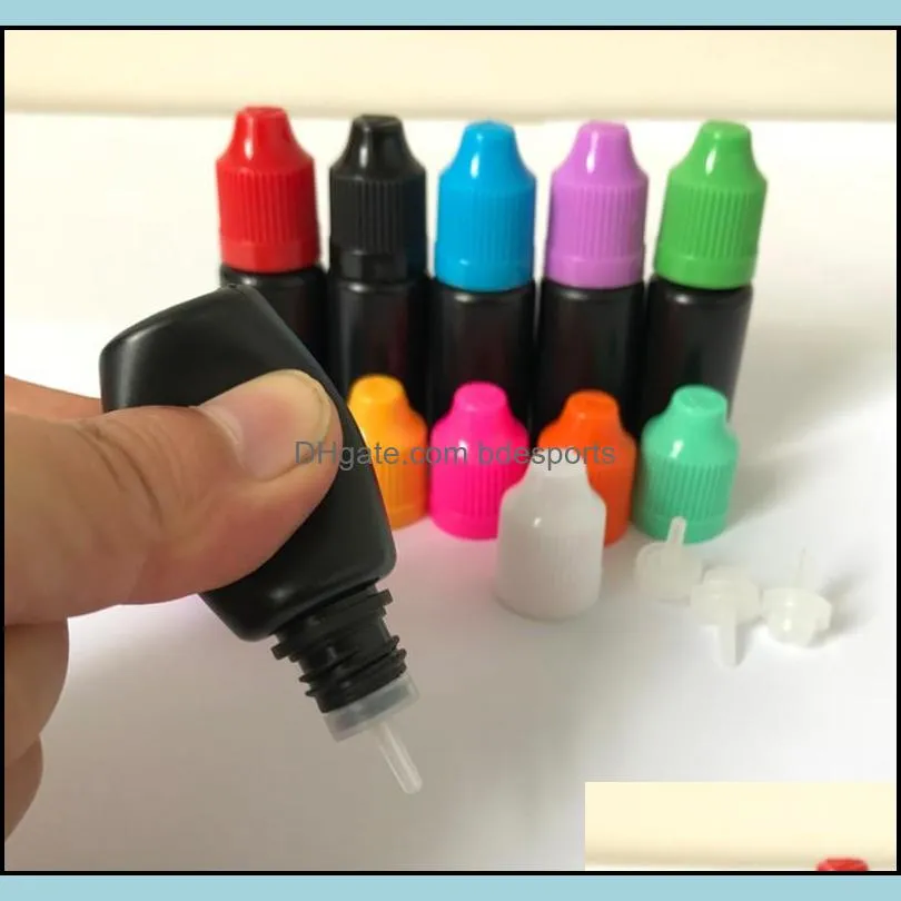 10ml 30ml Black Dropper Bottle Plastic Empty Bottles With Long and Thin Tips Tamper Proof Childproof Safety Cap E Liquid Needle