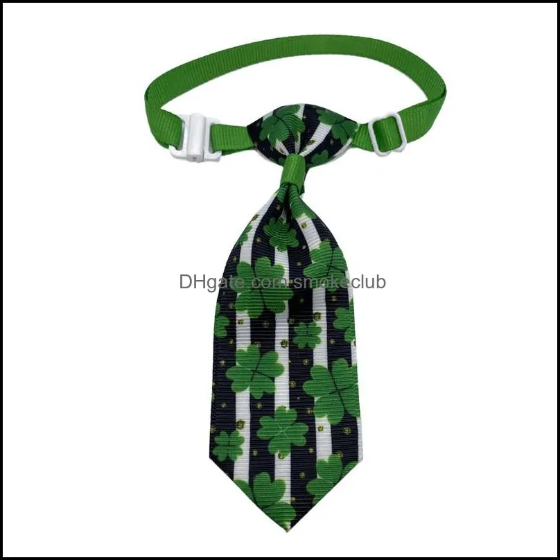 St. Patrick`s Day Dog Bowtie Lucky Green Clovers Patterns Irish Festival Holiday Party Pets Supply LLB14124