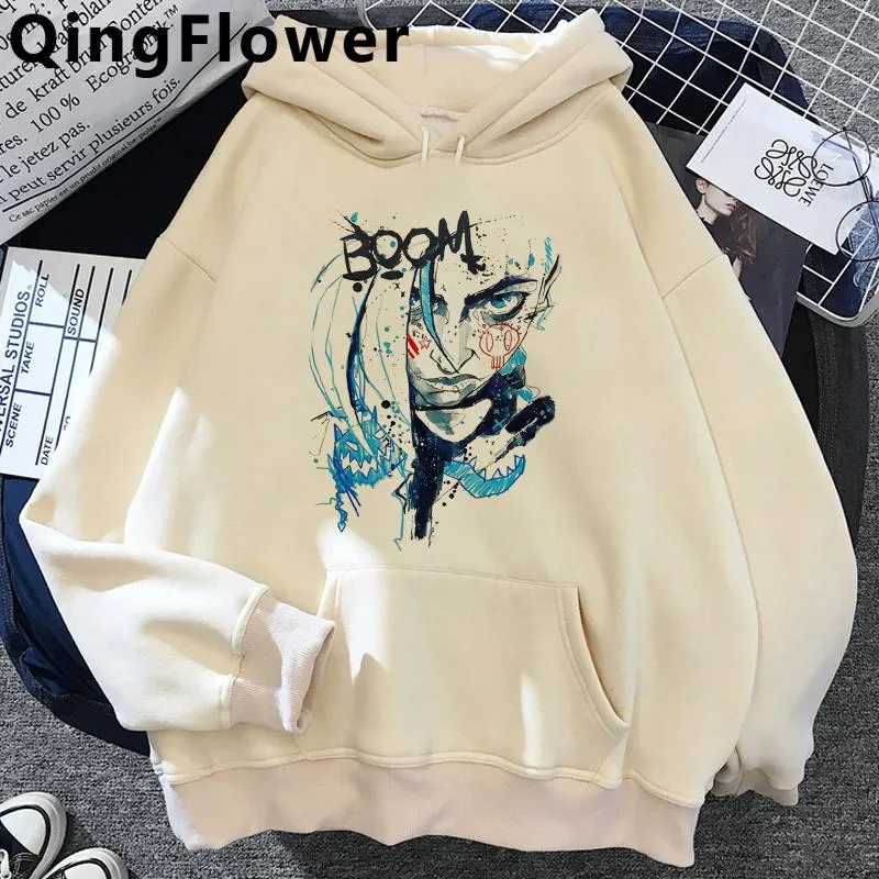 Erkek Hoodies Sweatshirtler Arcane Jinx Erkek Büyük Boy Sokak Giyim Erkek Hoody Anime Harajukumen's