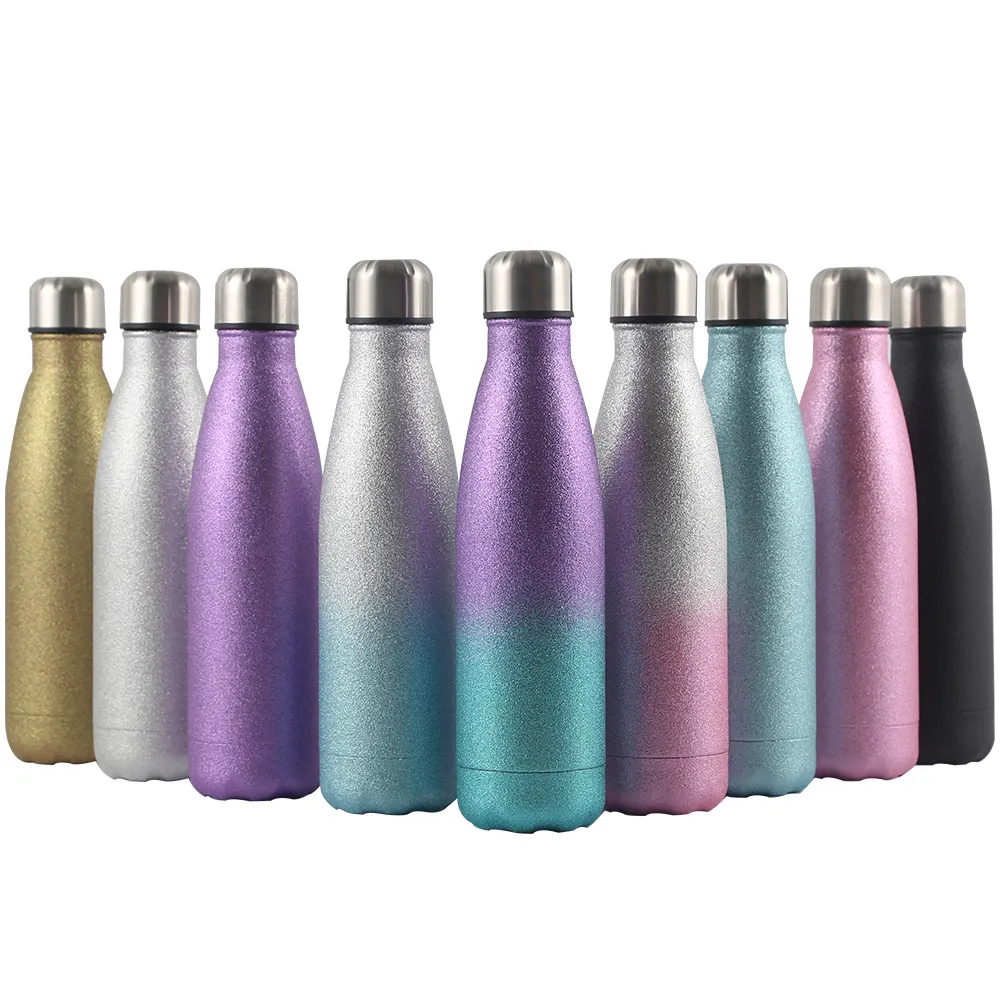 물병 304 스테인리스 스틸 스포츠 물병 반짝이 페인트 코크스 병 Thermos Cup500ml