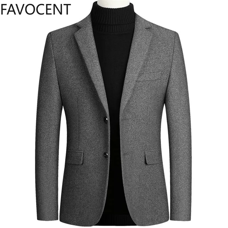 Haute Qualité Hommes Laine Costume Manteau Mélanges De Laine Casual Blazers Hommes Costume Top Homme Solide Affaires Casual Hommes Manteaux et Vestes 201104