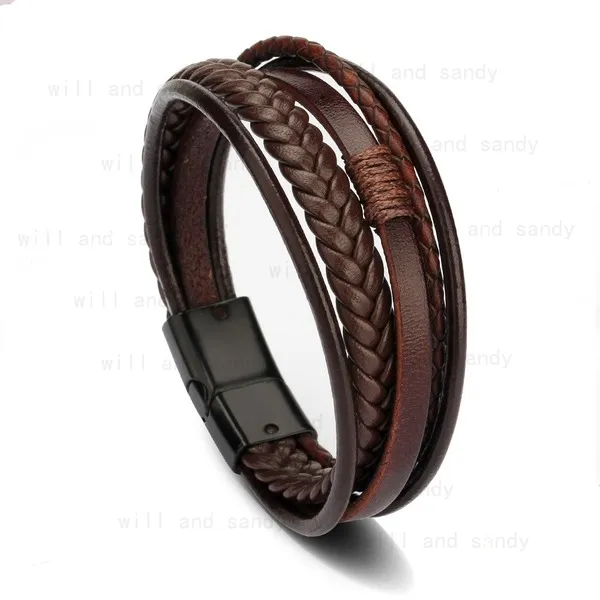 Men Women Punk Charm Leather Bracelet multilayer bracelets bangle cuff wristband man's bracelet ethnic fashion jewelry