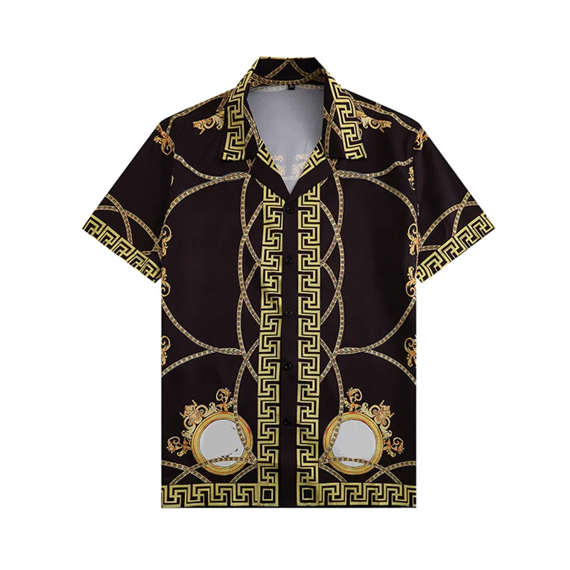 new summer Designer Shirts Men's hawaii silk bowling shirt Casual Shirts for men luxury Short Sleeve Dress Shirt