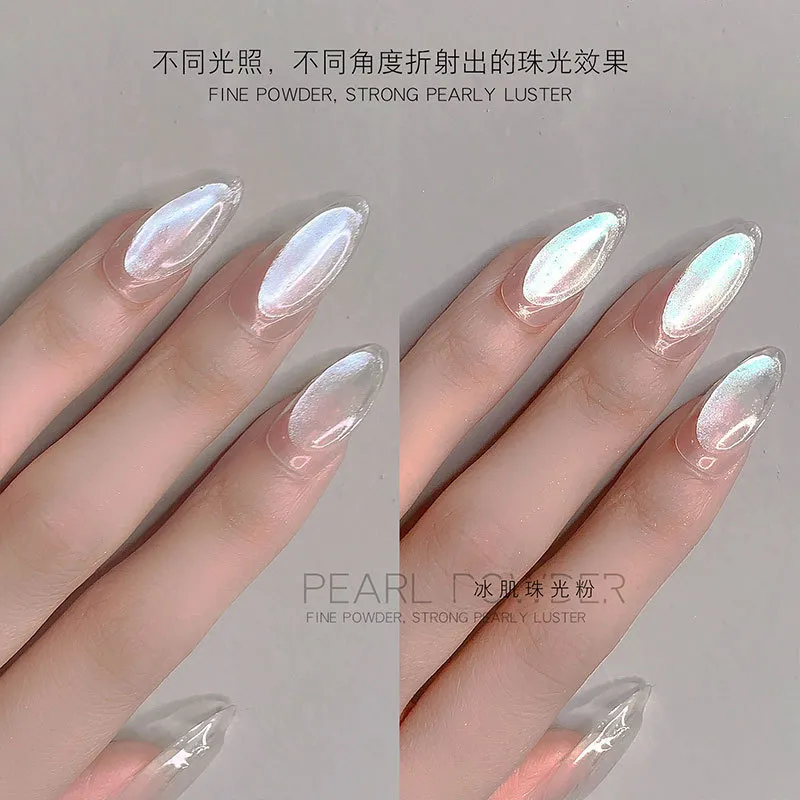 Ice Transparent Chrome Nail Powder Glitter Mermaid Mirror Powder Nail Art  Decorations Manicure UV Gel Polish Pigment Design