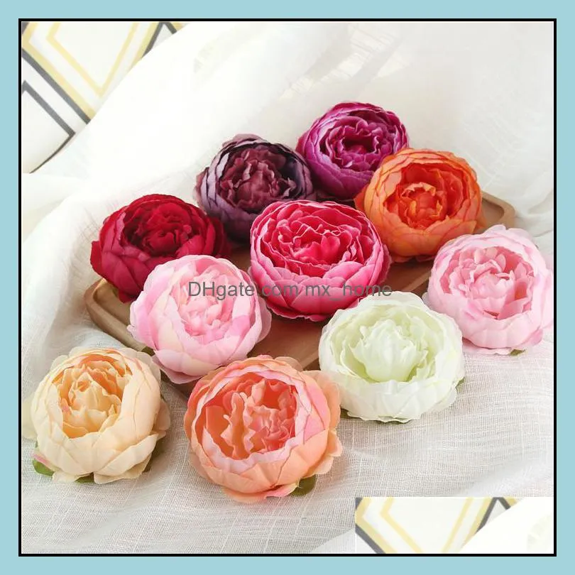 10cm artificial fake flowers for wedding decorations silk peony flower heads party decoration flower wall wedding backdrop white peony