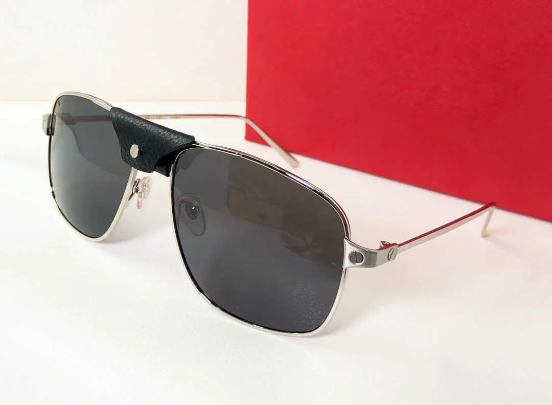 0037S Erkek ve Kadın Güneş Gözlüğü için Klasik Tasarım 0037 Deri güneş gözlüğü ile moda tam çerçeve UV400 lens Yüksek kaliteli klasik metalik