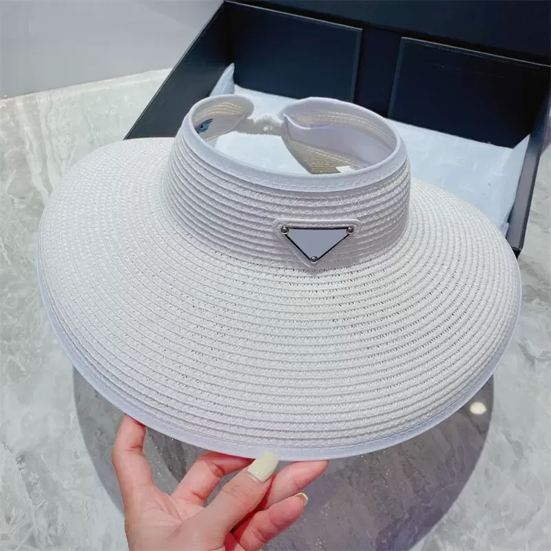 Designers Visors Hat Caps For Women Mens Fashion Brand Straw Hats P Cap Women Luxury Designer Casquette Travel Beach Grass Unisex Sunhat 2205265D