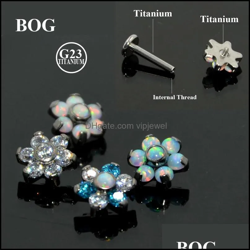 1pcs g23 titanium prong set fire opal ear tragus cartilage studs helix tragus piercing barbell body jewelry stud earring