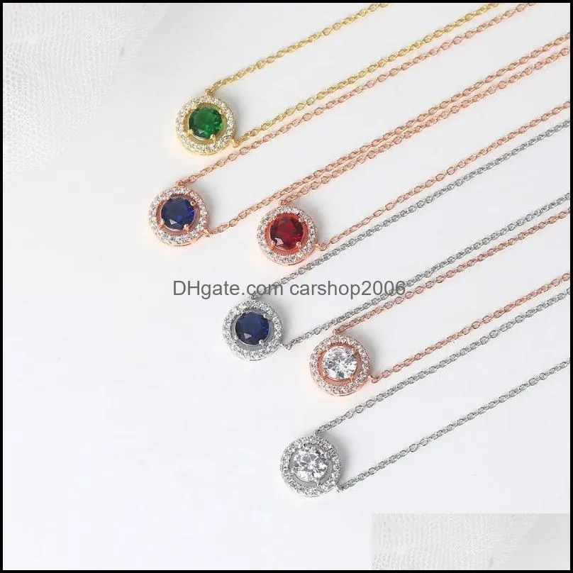 pendant necklaces zhouyang wedding for women classic round micro mosaic cubic zirconia multicolor fashion jewelry n095 n096 n097 n098