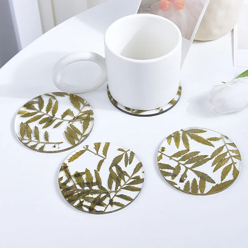 Planta Impressão Rodada Cup Mat Acrílico Calor Bebida Caneca Coaster Restaurante Café Antiderrapante Cups Mat Household Dining Table Decor BH6560 TYJ