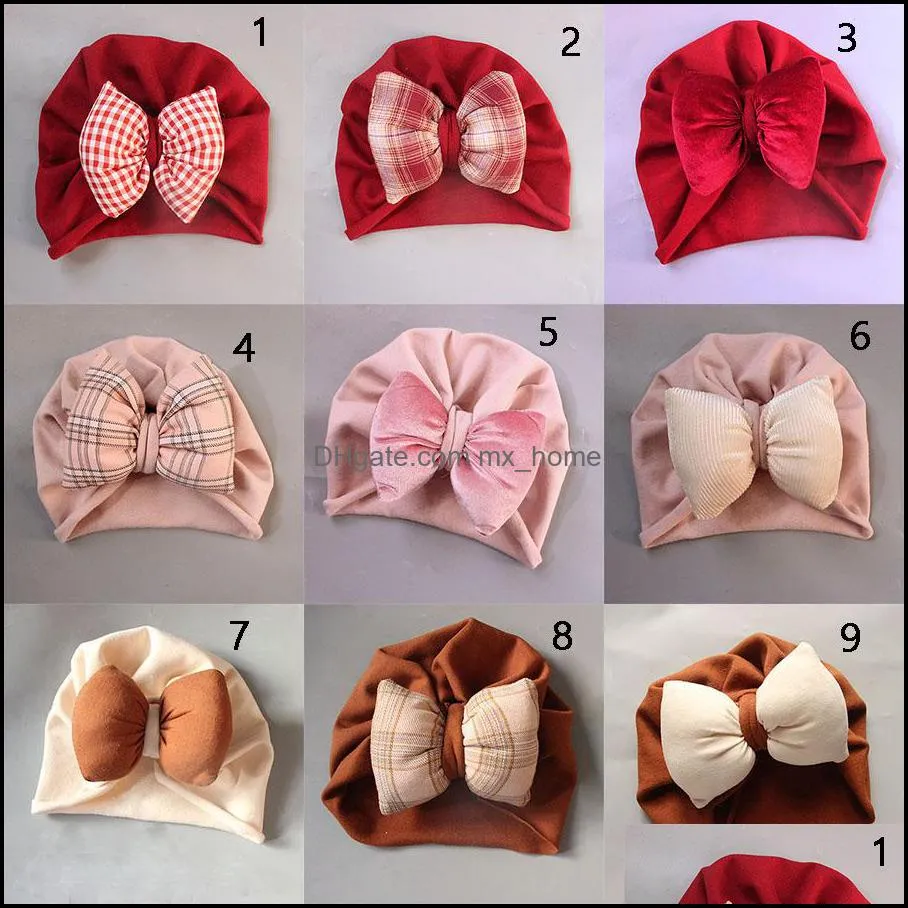baby hat infant toddler girl boy bow knot indian turban bowknot kids headbands caps korean version soft warm hairband hats boutique accessory
