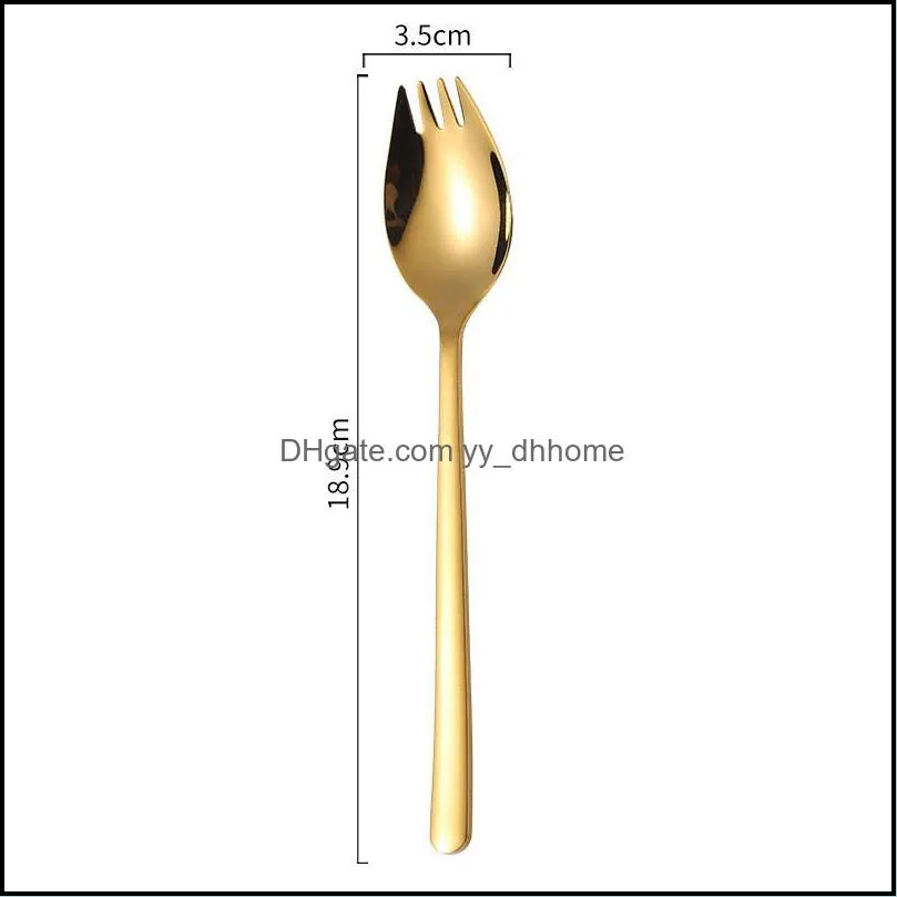 multifuntional 2 in 1 spork silverware stainless steel 304 gold fork spoon